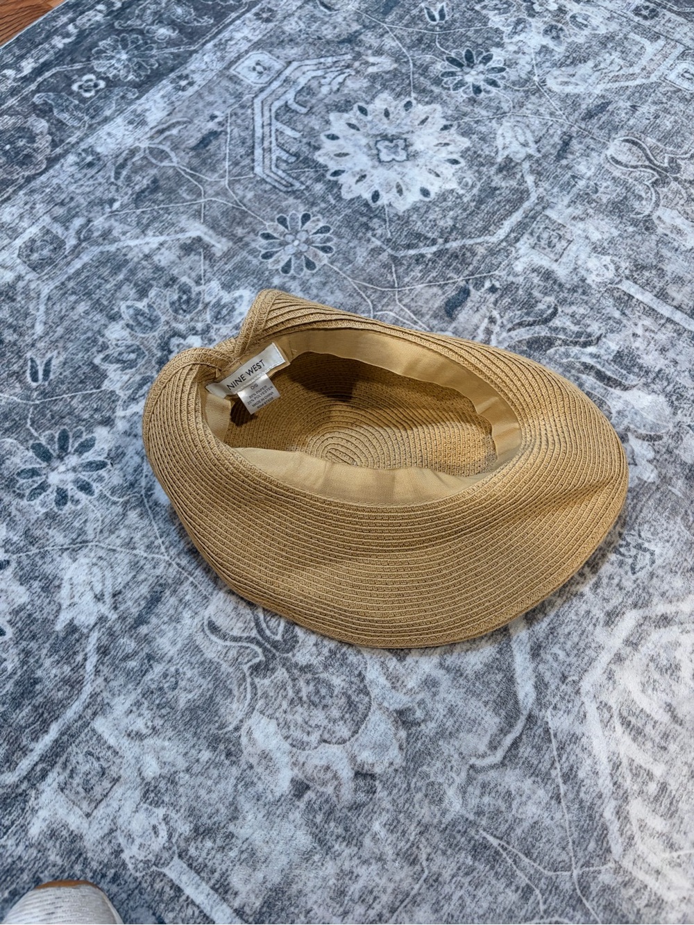 Nine West Tan Wide-Brim Straw Sun Hat with Knot Accent - Picture 4 of 4